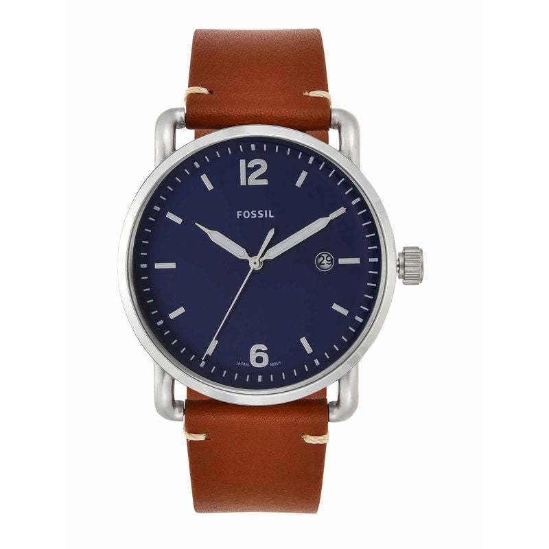 Shop Fossil Commuter Blue Dial Blue Leather Strap Watch for Men - FS5325 in USA