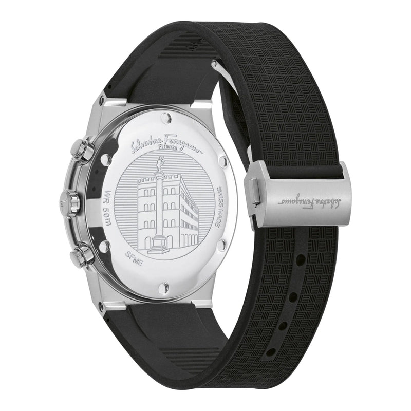 Salvatore Ferragamo Sapphire Chrono Black Dial Black Silicone Strap Watch for Men - SFME00121 Buy Now By Salvatore Ferragamo