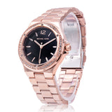 Michael Kors Lennox Three-Hand Black Dial Rose Gold Steel Strap Watch For Women - MK7233 Buy Now By Michael Kors