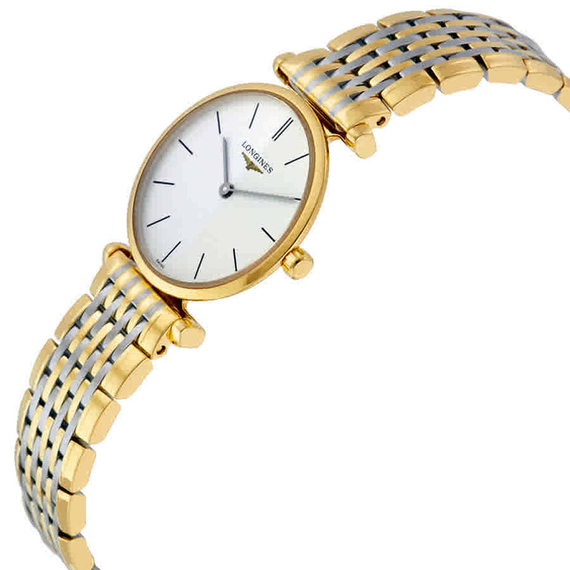 Shop Longines La Grande Classique White Dial Two Tone Mesh Bracelet Watch for Women - L4.209.2.12.7 in USA