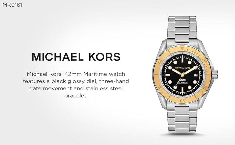 Michael Kors Maritime Analog Black Dial Silver Steel Strap Watch for Men - MK9161 Buy Now By Michael Kors