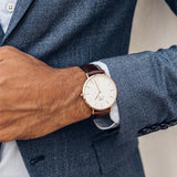 Daniel Wellington Classic Sheffield White Dial Black Leather Strap Watch for Women - DW00100036 Buy Now By Daniel Wellington