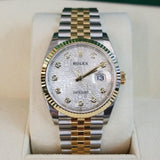 Shop Rolex Datejust 36 Diamonds Silver Dial Two Tone Oyster Steel Strap Watch for Women - M126233-0027 in USA