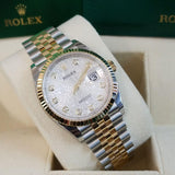Shop Rolex Datejust 36 Diamonds Silver Dial Two Tone Oyster Steel Strap Watch for Women - M126233-0027 in USA