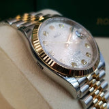 Shop Rolex Datejust 36 Diamonds Silver Dial Two Tone Oyster Steel Strap Watch for Women - M126233-0027 in USA
