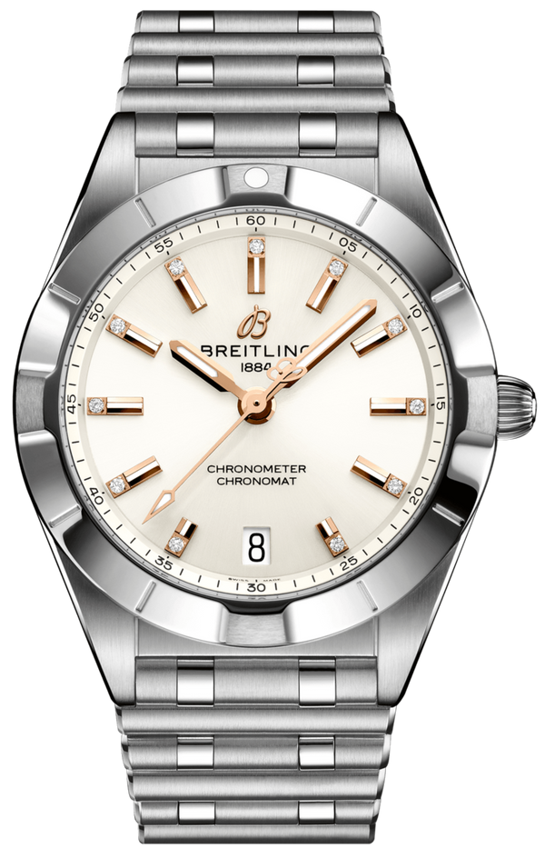 Breitling Chronomat 32 Diamonds White Dial Silver Steel Strap Watch for Women - A77310101A3A1