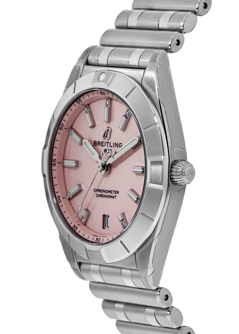 Breitling Chronomat 32 Diamonds Pink Dial Silver Steel Strap Watch for Women - A77310101K1A1 Buy Now By Breitling