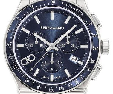 Shop Salvatore Ferragamo 1927 Chrono Analog Blue Dial Blue Leather Strap Watch for Men - SFKZ00223 in USA