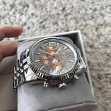 Michael Kors Lexington Chronograph Silver Dial Silver Steel Strap Watch for Men - MK8515 Buy Now By Michael Kors