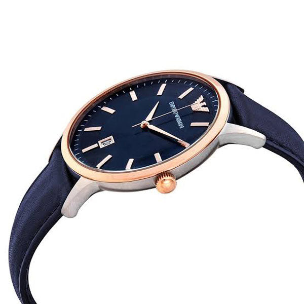 Emporio Armani Renato Analog Blue Dial Black Leather Strap Watch For Men - AR2506 Buy Now By Emporio Armani