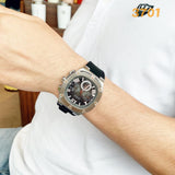 Guess Headline Chronograph Grey Dial Black Rubber Strap Watch for Men - GW0571G1 Buy Now By Guess