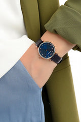 Emporio Armani Gianni T Bar Analog Blue Dial Black Leather Strap Watch For Women - AR1989 Buy Now By Emporio Armani