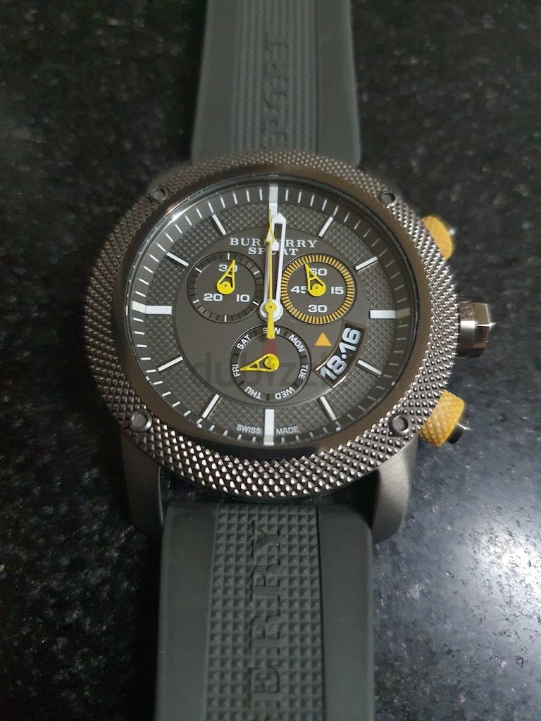 Burberry Sport Endurance Chronograph Grey Dial Grey Rubber Strap Watch for Men - BU7713 Buy Now By Burberry