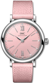 Shop IWC Portofino Automatic Pink Dial Pink Leather Strap Watch for Women - IW357417 in USA