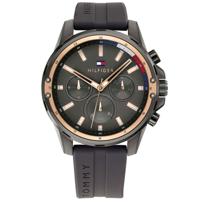 Tommy Hilfiger Mason Black Dial Black Rubber Strap Watch for Men - 1791792