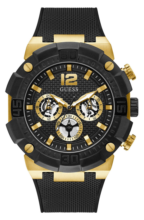Guess Navigator Chronograph Black Dial Black Rubber Strap Watch for Men - GW0264G3 Buy Now By Guess