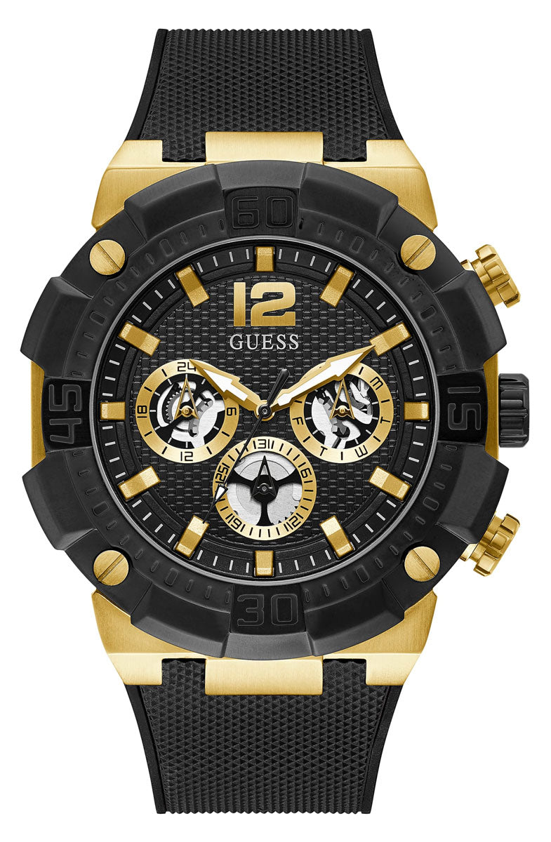 Guess Navigator Chronograph Black Dial Black Rubber Strap Watch for Men - GW0264G3 Buy Now By Guess