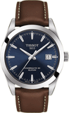 Tissot Gentleman Powermatic 80 Silicium Blue Dial Brown Leather Strap Watch For Men - T127.407.16.041.00