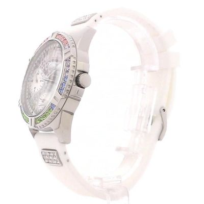 Guess Frontier Diamonds Silver Dial White Rubber Strap Watch for Women - GW0045L1 Buy Now By Guess