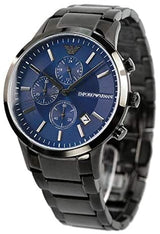 Emporio Armani Renato Chronograph Quartz Blue Dial Black Steel Strap Watch For Men - AR11215 Buy Now By Emporio Armani