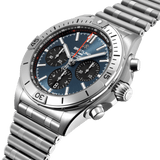 Breitling Chronomat B01 42mm Blue Dial Silver Steel Strap Watch for Men - AB0134101C1A1