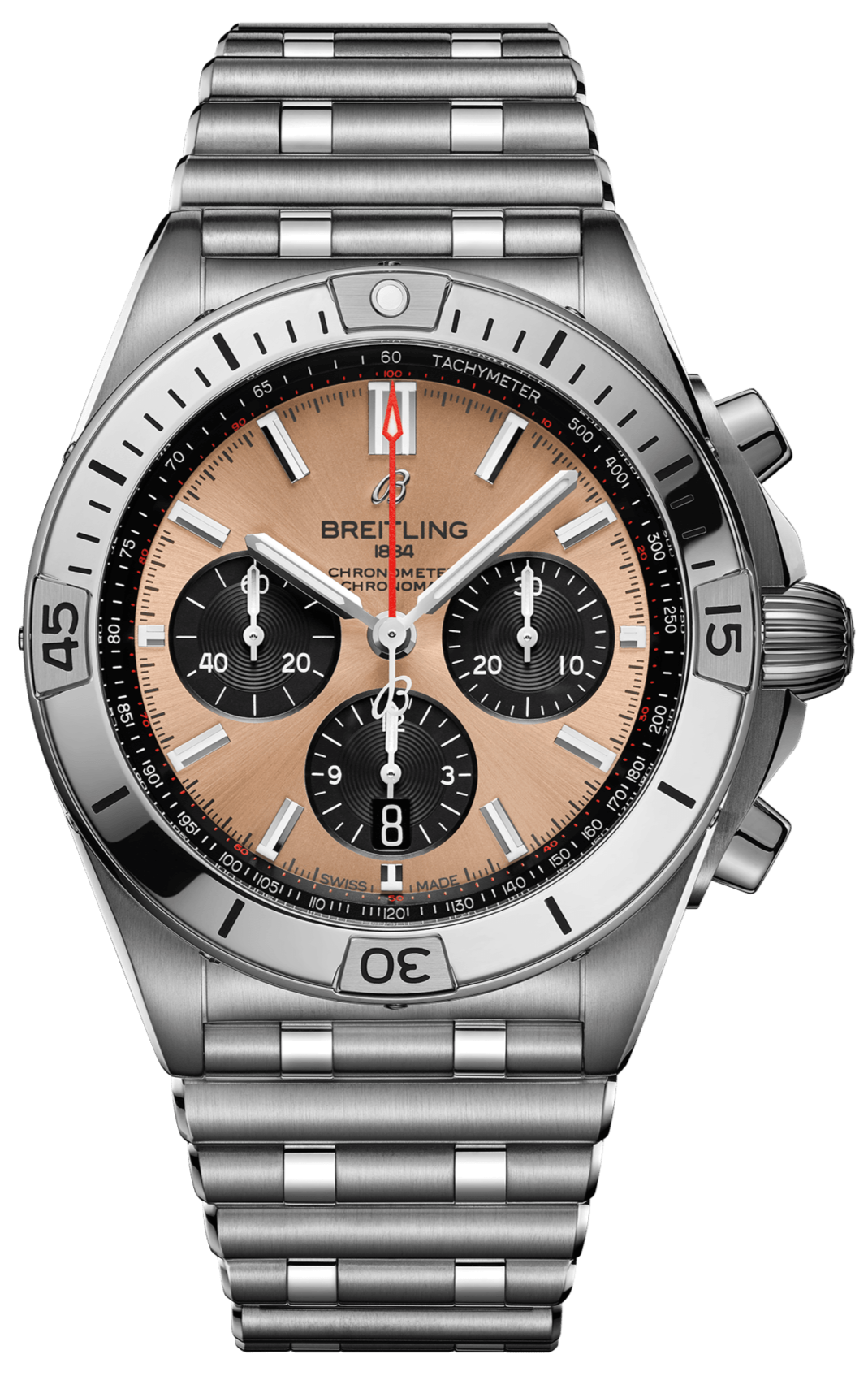 Breitling Chronomat B01 42 Brown Dial Silver Steel Strap Watch for Men - AB0134101K1A1