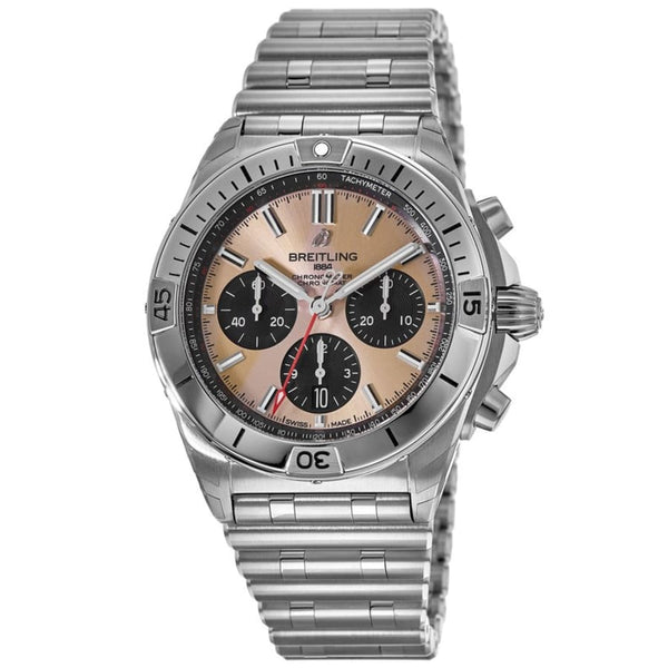 Breitling Chronomat B01 42 Brown Dial Silver Steel Strap Watch for Men - AB0134101K1A1