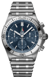 Breitling Chronomat B01 42 Frecce Tricolori Blue Dial Silver Steel Strap Watch for Men - AB01344A1C1A1