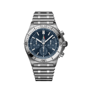 Breitling Chronomat B01 42 Frecce Tricolori Blue Dial Silver Steel Strap Watch for Men - AB01344A1C1A1