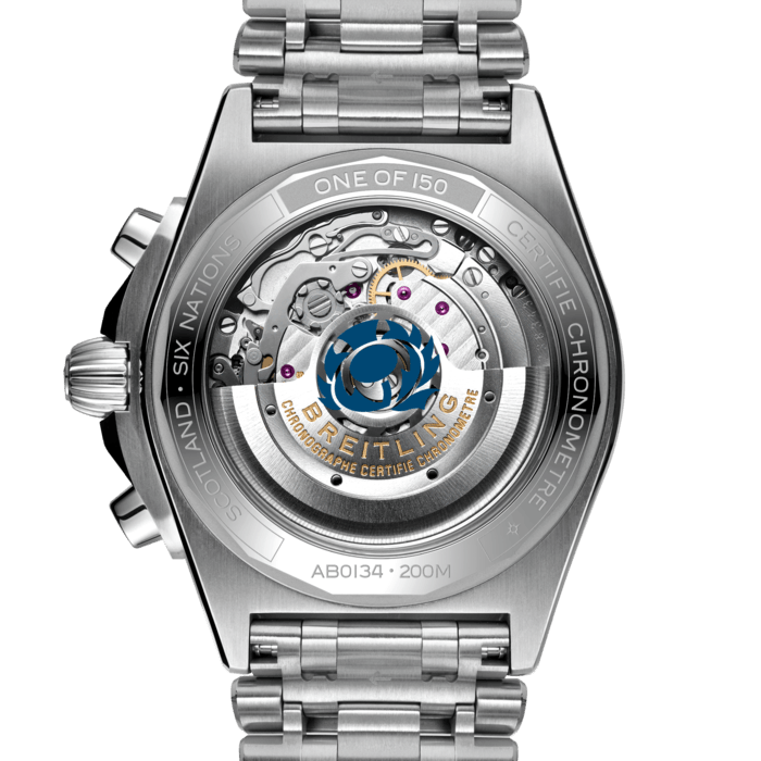 Breitling Chronomat B01 42 Six Nations Scotland Blue Dial Silver Steel Strap Watch for Men - AB0134A51C1A1