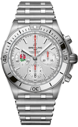 Breitling Chronomat B01 42 Six Nations England White Dial Silver Steel Strap Watch for Men - AB0134A71A1A1