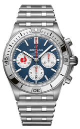 Breitling Chronomat B01 42 Six Nations France Blue Dial Silver Steel Strap Watch for Men - AB0134A81C1A1