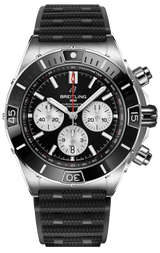 Breitling Super Chronomat B01 44 Black Dial Black Rubber Strap Watch for Men - AB0136251B1S1