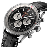 Shop Breitling Navitimer B01 Chronograph 46 Black Dial Black Leather Strap Watch for Men - AB0137211B1P1 in USA