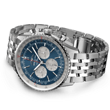 Shop Breitling Navitimer B01 Chronograph 46 Blue Dial Silver Steel Strap Watch for Men - AB0137211C1A1 in USA