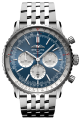 Shop Breitling Navitimer B01 Chronograph 46 Blue Dial Silver Steel Strap Watch for Men - AB0137211C1A1 in USA