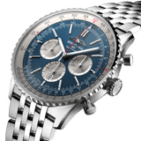 Shop Breitling Navitimer B01 Chronograph 46 Blue Dial Silver Steel Strap Watch for Men - AB0137211C1A1 in USA