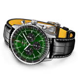 Shop Breitling Navitimer B01 Chronograph 46 Green Dial Black Leather Strap Watch for Men - AB0137241L1P1 in USA