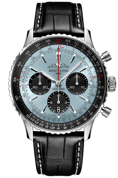 Shop Breitling Navitimer B01 Chronograph 43 Blue Dial Black Leather Strap Watch for Men - AB0138241C1P1 in USA