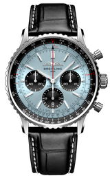 Shop Breitling Navitimer B01 Chronograph 43 Blue Dial Black Leather Strap Watch for Men - AB0138241C1P1 in USA