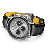 Shop Breitling Navitimer B01 Chronograph 43 Silver Dial Black Leather Strap Watch for Men - AB0138241G1P1 in USA
