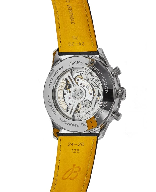 Shop Breitling Navitimer B01 Chronograph 43 Silver Dial Black Leather Strap Watch for Men - AB0138241G1P1 in USA