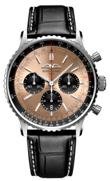 Shop Breitling Navitimer B01 Chronograph 43 Brown Dial Black Leather Strap Watch for Men - AB0138241K1P1 in USA