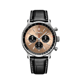 Shop Breitling Navitimer B01 Chronograph 43 Brown Dial Black Leather Strap Watch for Men - AB0138241K1P1 in USA