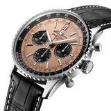Shop Breitling Navitimer B01 Chronograph 43 Brown Dial Black Leather Strap Watch for Men - AB0138241K1P1 in USA