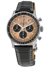 Shop Breitling Navitimer B01 Chronograph 43 Brown Dial Black Leather Strap Watch for Men - AB0138241K1P1 in USA
