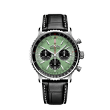 Shop Breitling Navitimer B01 Chronograph 43 Green Dial Black Leather Strap Watch for Men - AB0138241L1P1 in USA