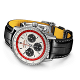 Shop Breitling Navitimer B01 Chronograph 43 Boeing 747 White Dial Black Leather Strap Watch for Men - AB01383B1G1P1 in USA