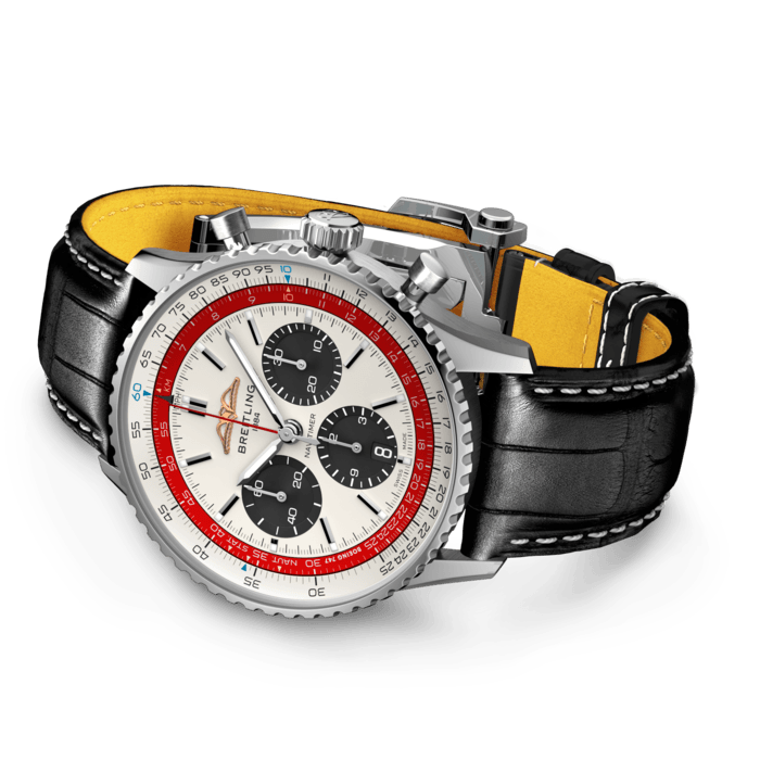 Shop Breitling Navitimer B01 Chronograph 43 Boeing 747 White Dial Black Leather Strap Watch for Men - AB01383B1G1P1 in USA