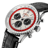Shop Breitling Navitimer B01 Chronograph 43 Boeing 747 White Dial Black Leather Strap Watch for Men - AB01383B1G1P1 in USA